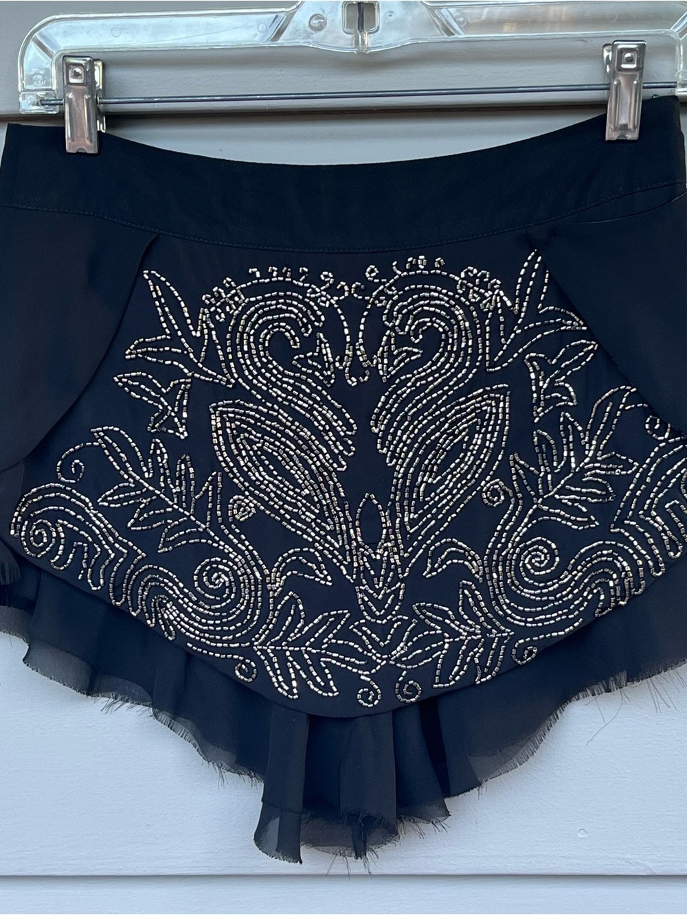 Free People Beaded Mesh Skort Short Black Silver Boho Festival Fairycore Size XS